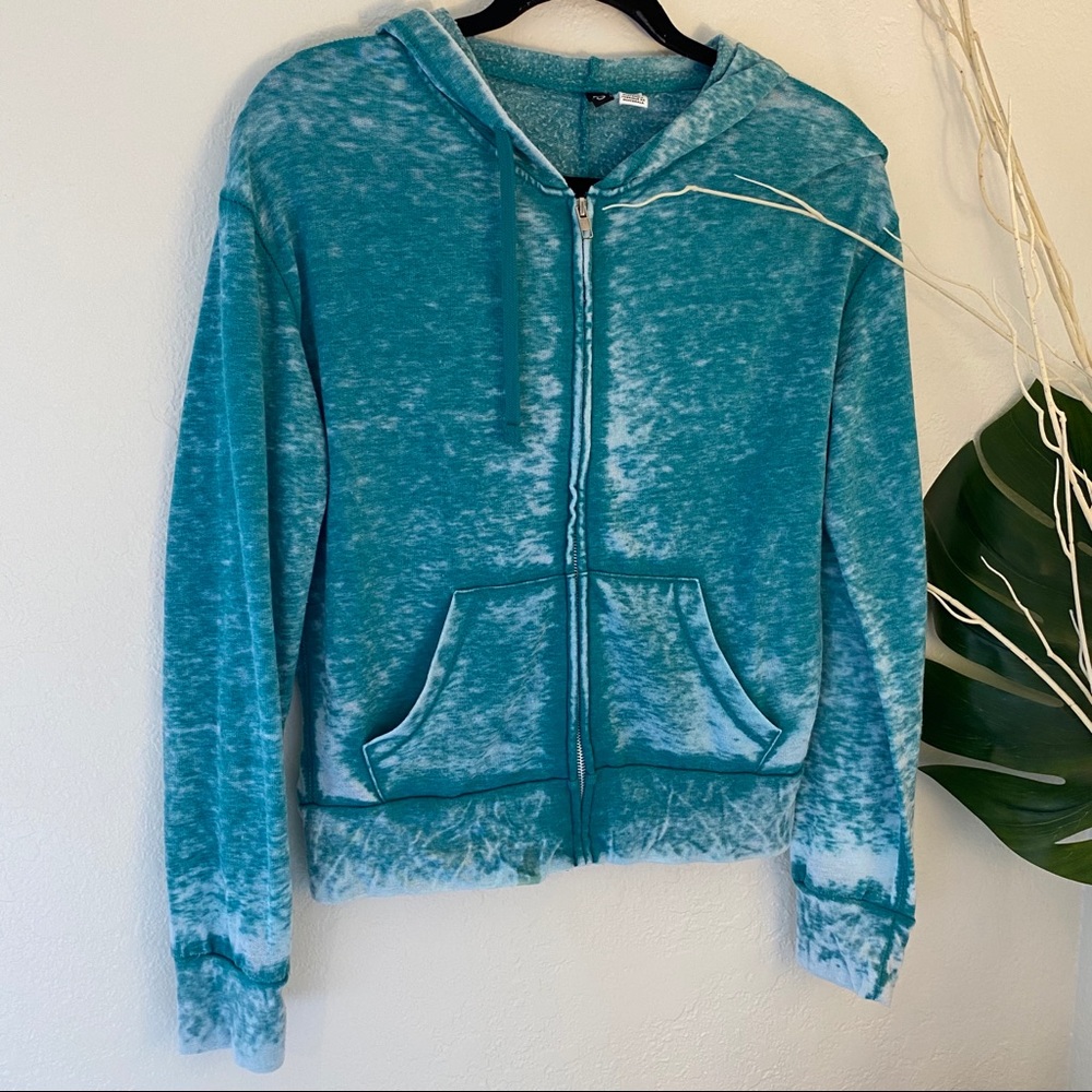 Blue Acid Wash Light Weight Zip Up Hoodie By BP